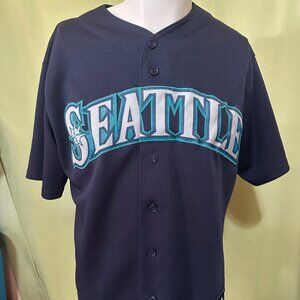 Seattle Mariners Majestic Men's Blue Baseball Jersey Size Large Polyester